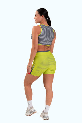Conjunto Fitness Shorts e Top Nadador Estampa Exclusiva CINZA IMPULSE