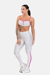Conjunto Fitness Legging com Bolso e Top Regulável Estampa Digital BRANCO BLOON