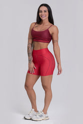 Conjunto Fitness Shorts e Top estampa exclusiva BORDO WINE