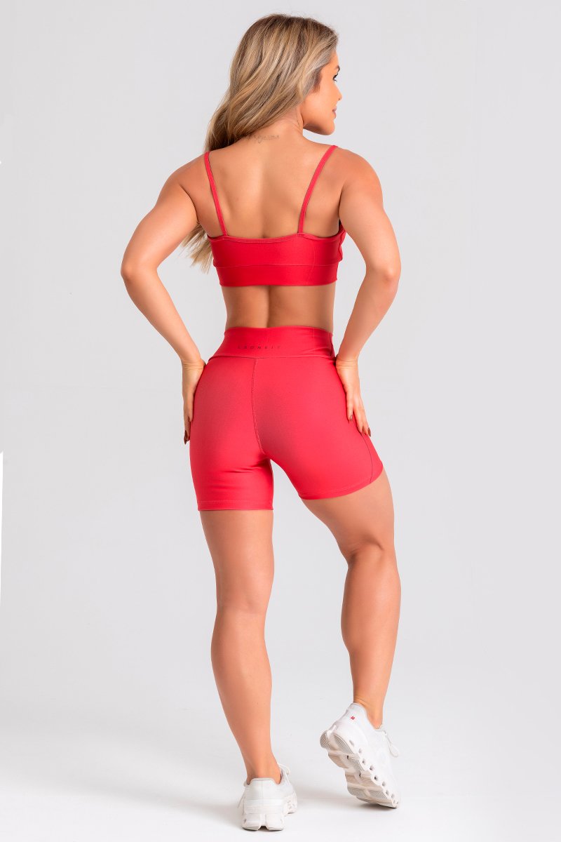 Conjunto Fitness Shorts e Top estampa exclusiva VERMELHO WINE