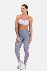 Conjunto Fitness Legging com Bolso e Top Regulável Estampa Digital CINZA BLOON
