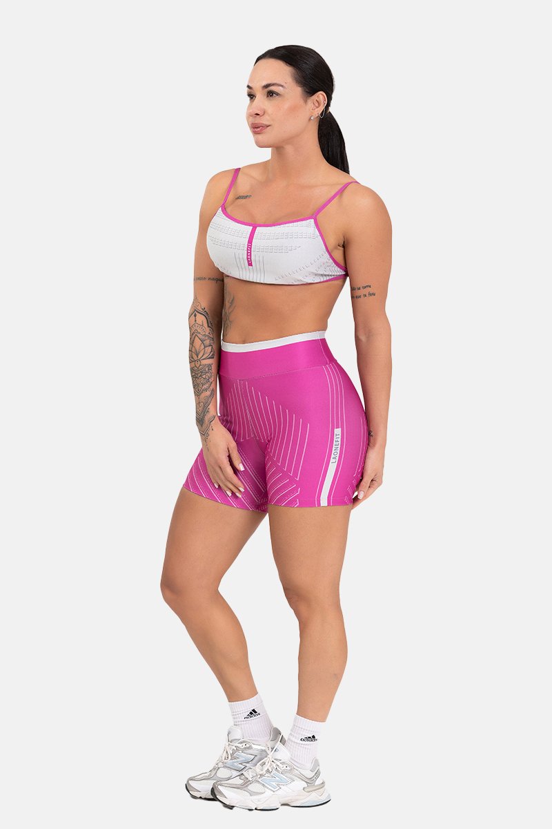 Conjunto Fitness Shorts e Top Regulável estampa exclusiva BRANCO BLOON