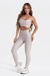 Conjunto Fitness Calça Legging e Top estampa exclusiva CHAMPANHE