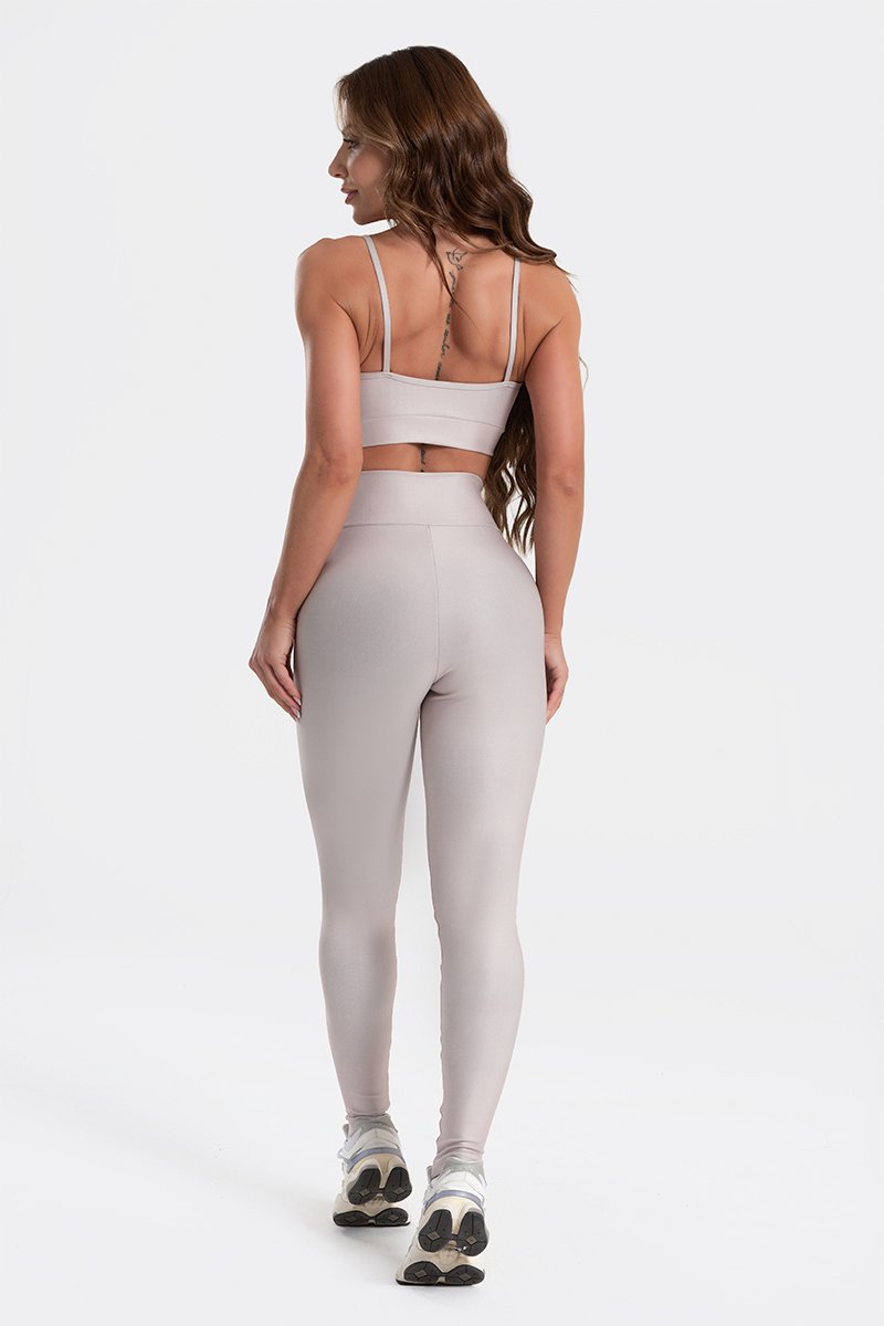 Conjunto Fitness Calça Legging e Top estampa exclusiva CHAMPANHE