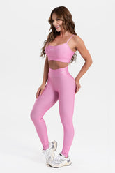 Conjunto Fitness Calça Legging e Top estampa exclusiva BLOOM PINK