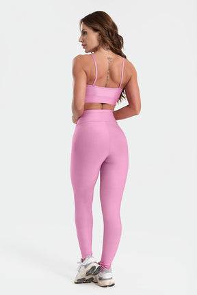 Conjunto Fitness Calça Legging e Top estampa exclusiva BLOOM PINK